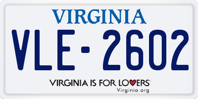VA license plate VLE2602