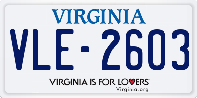 VA license plate VLE2603
