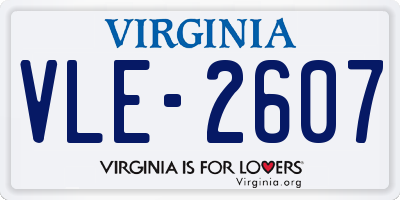 VA license plate VLE2607