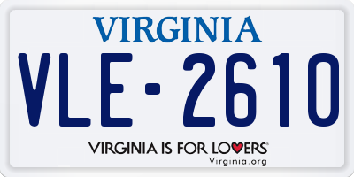 VA license plate VLE2610
