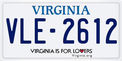 VA license plate VLE2612