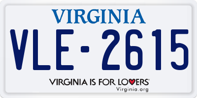 VA license plate VLE2615