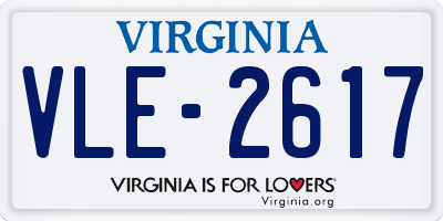 VA license plate VLE2617