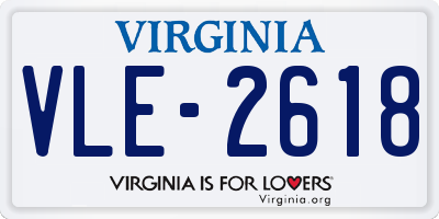 VA license plate VLE2618