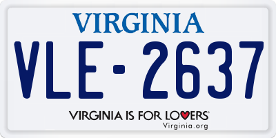 VA license plate VLE2637