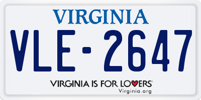 VA license plate VLE2647