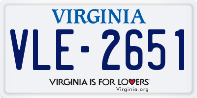 VA license plate VLE2651