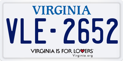 VA license plate VLE2652