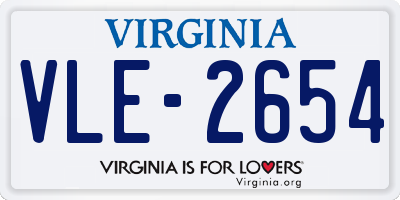 VA license plate VLE2654