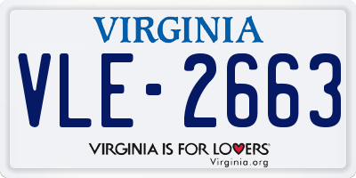 VA license plate VLE2663