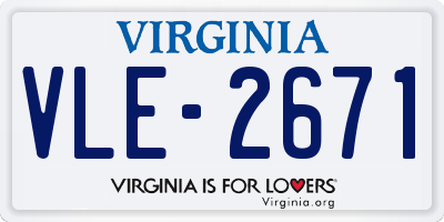 VA license plate VLE2671
