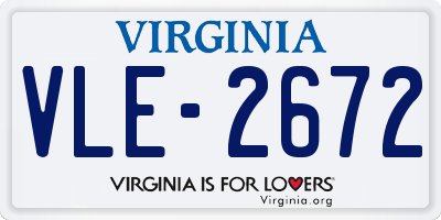VA license plate VLE2672