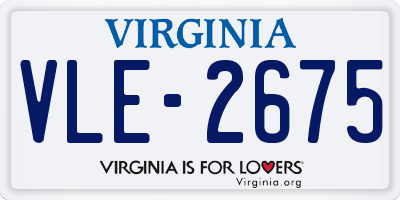 VA license plate VLE2675