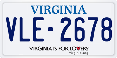 VA license plate VLE2678