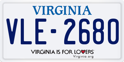 VA license plate VLE2680