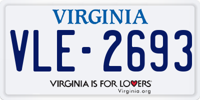 VA license plate VLE2693