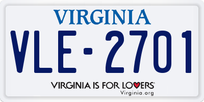 VA license plate VLE2701