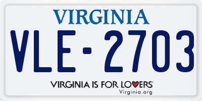 VA license plate VLE2703