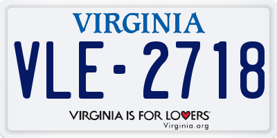 VA license plate VLE2718