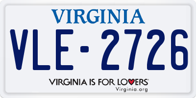 VA license plate VLE2726
