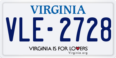 VA license plate VLE2728