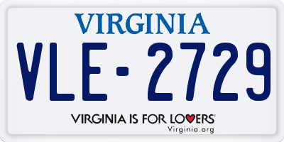 VA license plate VLE2729