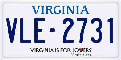 VA license plate VLE2731