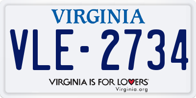 VA license plate VLE2734