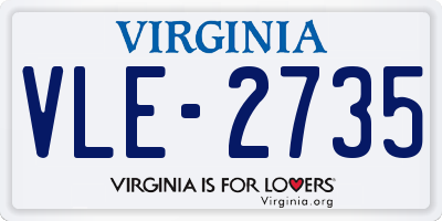 VA license plate VLE2735