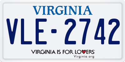 VA license plate VLE2742