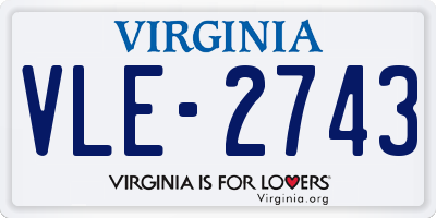 VA license plate VLE2743