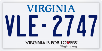 VA license plate VLE2747
