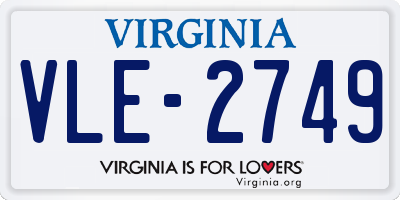 VA license plate VLE2749