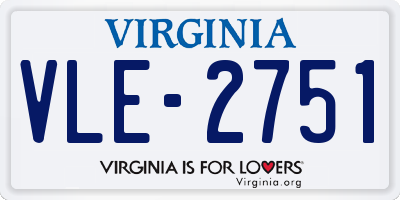 VA license plate VLE2751