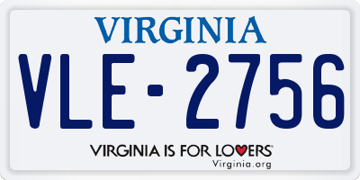 VA license plate VLE2756