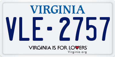 VA license plate VLE2757