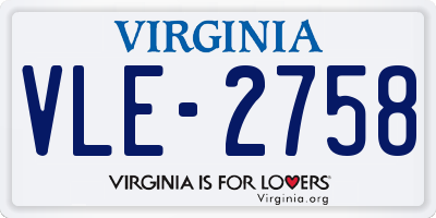 VA license plate VLE2758