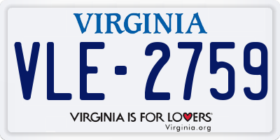 VA license plate VLE2759
