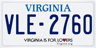 VA license plate VLE2760