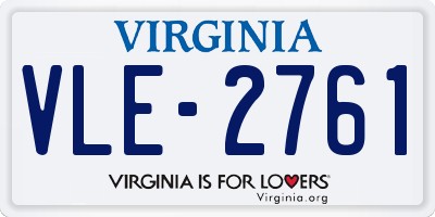 VA license plate VLE2761