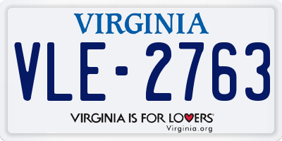 VA license plate VLE2763