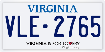 VA license plate VLE2765