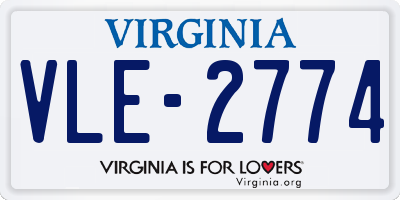 VA license plate VLE2774