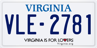 VA license plate VLE2781