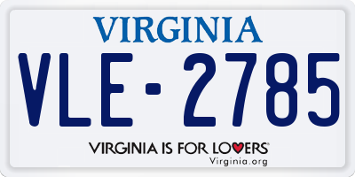 VA license plate VLE2785