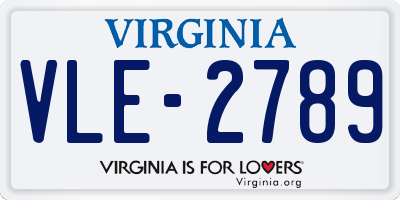 VA license plate VLE2789