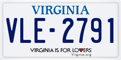 VA license plate VLE2791