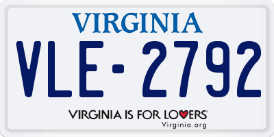 VA license plate VLE2792