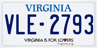 VA license plate VLE2793