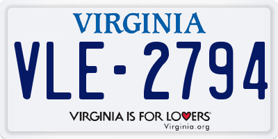 VA license plate VLE2794